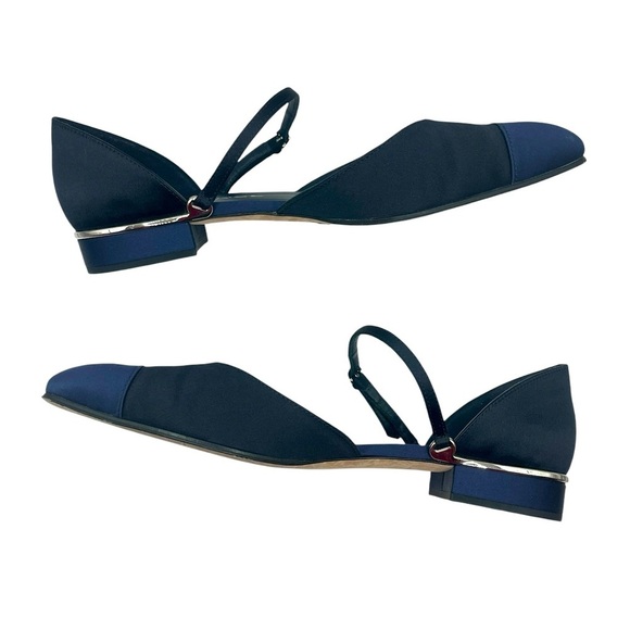 CHANEL Satin Mary Jane Flats CC Logo Navy Blue Size 38.5EU / 8.5US - Picture 9 of 16